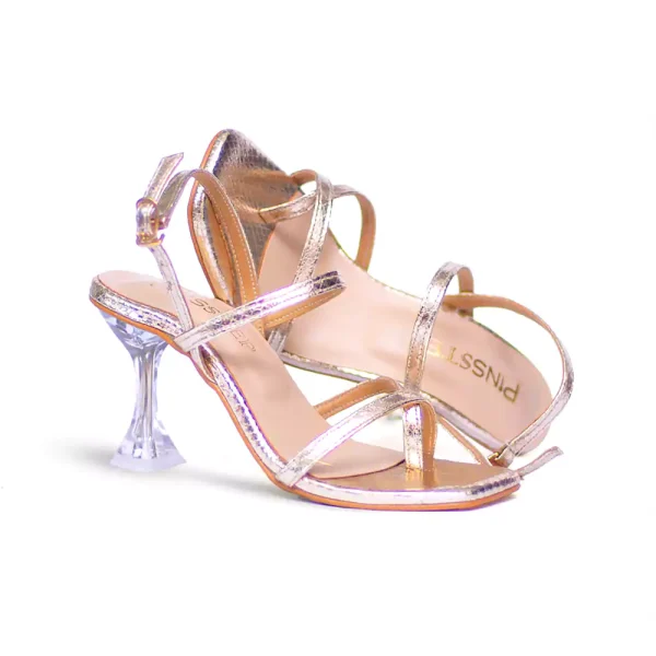 Summer Women Back Strap fashion Party Shoes 'KATIE' PinsStep Crystal Glass Transparent High Heel Sandals Shoes PinsStep buy online in Pakistan PinsStep Crystal cinderella Triangle Heel 7cm  Ladies Shoes