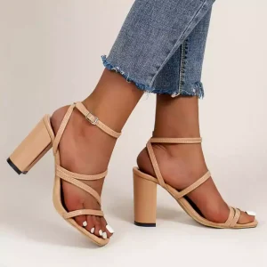 Women 'BRIEN' Wraparound Ankle Strap Shoes PinsStep 8cm Block Heeled Sandals Shoes PinsStep buy online in Pakistan PinsStep block-heeled Heel 8cm  Ladies Shoes