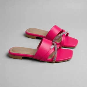 10474 Women slides slipper flat shoes 'JANIX' Buy Online PinsStep best luxury Ladies shoes brand Pink