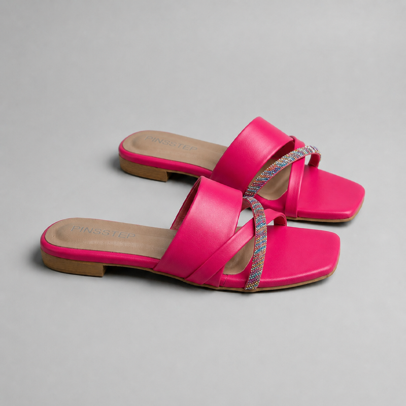 Plus Size Women slides slipper flat shoes -Janix- PinsStep 1 10474 Women slides slipper flat shoes 'JANIX' Buy Online PinsStep best luxury Ladies shoes brand Pink