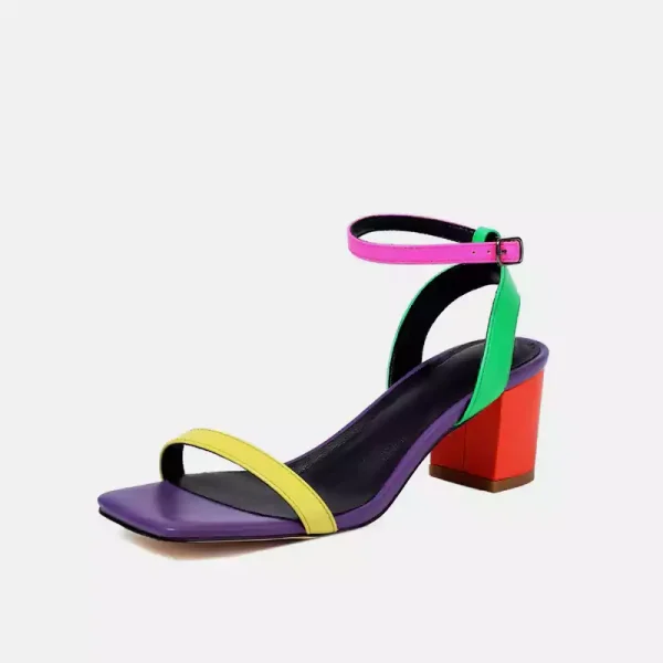 10501 Women Block heel multi Shoes 'stevie' Buy Online PinsStep best luxury shoe brand Square Toe purple multi