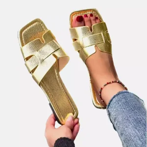 10506 Casual Women Slip On Flat Slippers Soft pedding 'Sacora' PinsStep All-Match Fashion Ladies Shoes golden