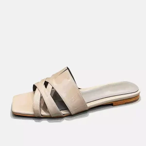 10507 Summer Beach Women Flat Heel Shoes Flip Flops Dress Sandals 'Karli' PinsStep Simple Designer Casual Vacation Shoes Women Fawn