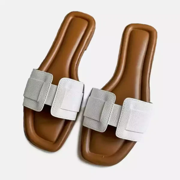 10519 Female Summer Flat Slide Slippers 'Veles' PinsStep Women Casual Home Sandals White