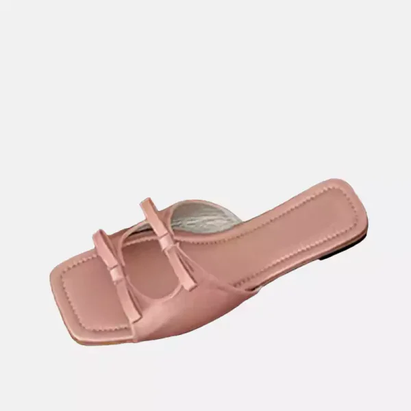 10523 Women Flat Bowknot Slippers 'Elme' PinsStep Online Ladies Dress Shoes Pink