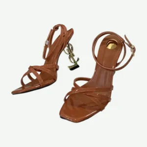 10536 Buy Online Women Luxury YSL heel Sandals 'Monroe' Pinstep Women Metal Heel Party Fashionable Shoes New Arrival Mustard