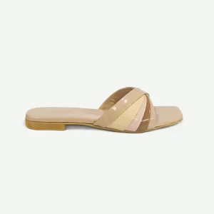 10541 Women Slip-On Flat Slippers 'Tia' Pinstep Fashion Summer New Female Shoes Fawn1