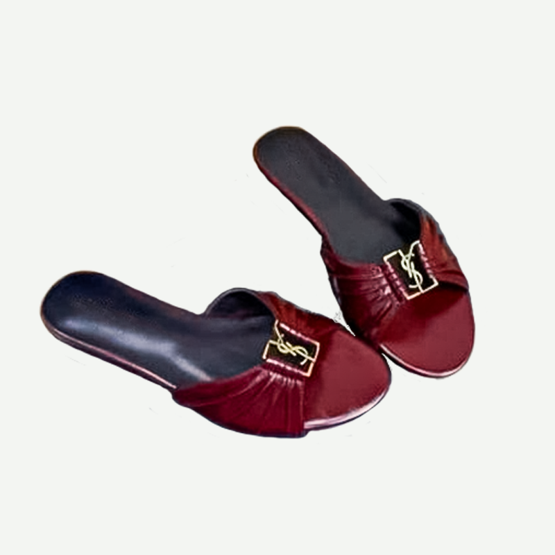 Women Fashion Flat Slide Slippers | Raffia | Pintstep 6 10544 Buy Online Women Fashion Flat Slide Slippers 'Raffia' Pintstep YSL flat Female shoes Maroon
