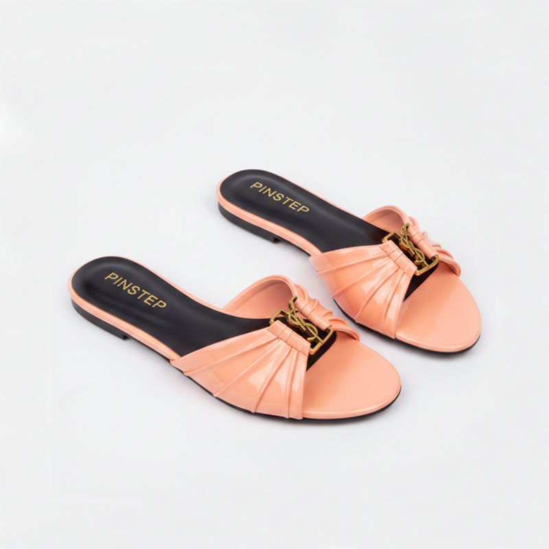 Women Fashion Flat Slide Slippers | Raffia | Pintstep 5 10544 Buy Online Women Fashion Flat Slide Slippers 'Raffia' Pintstep YSL flat Female shoes Peach