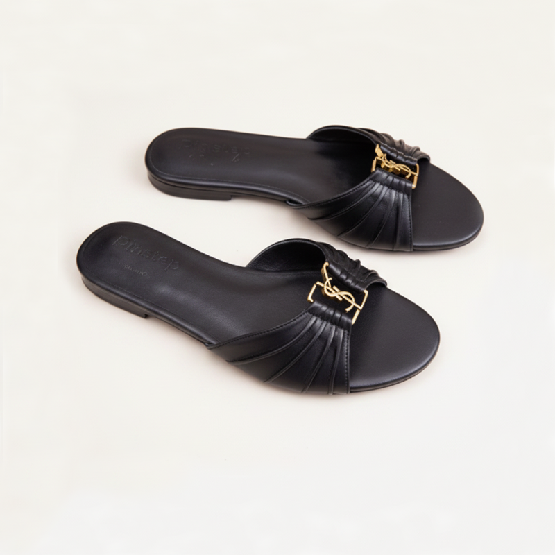 Women Fashion Flat Slide Slippers | Raffia | Pintstep 8 10544 Buy Online Women Fashion Flat Slide Slippers 'Raffia' Pintstep YSL flat Female shoes black