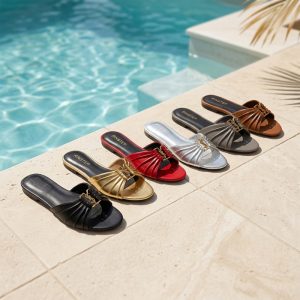 10544 Buy Online Women Fashion Flat Slide Slippers 'Raffia' Pintstep YSL flat Female shoes1