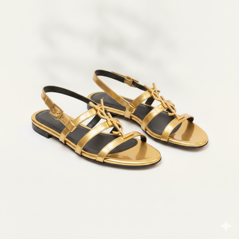 Plus Size Women Flat Sandals 'BELLA' Pinstep 5 10547 Buy Online Trendy Women Flat Sandals 'BELLA' Pintstep flat Female shoes golden