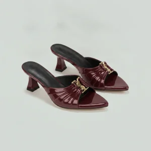 10548 Buy Online Trendy Women Chunky heeled Sandals 'SOPHIE' Pinstep Sandals Female shoes burgandy