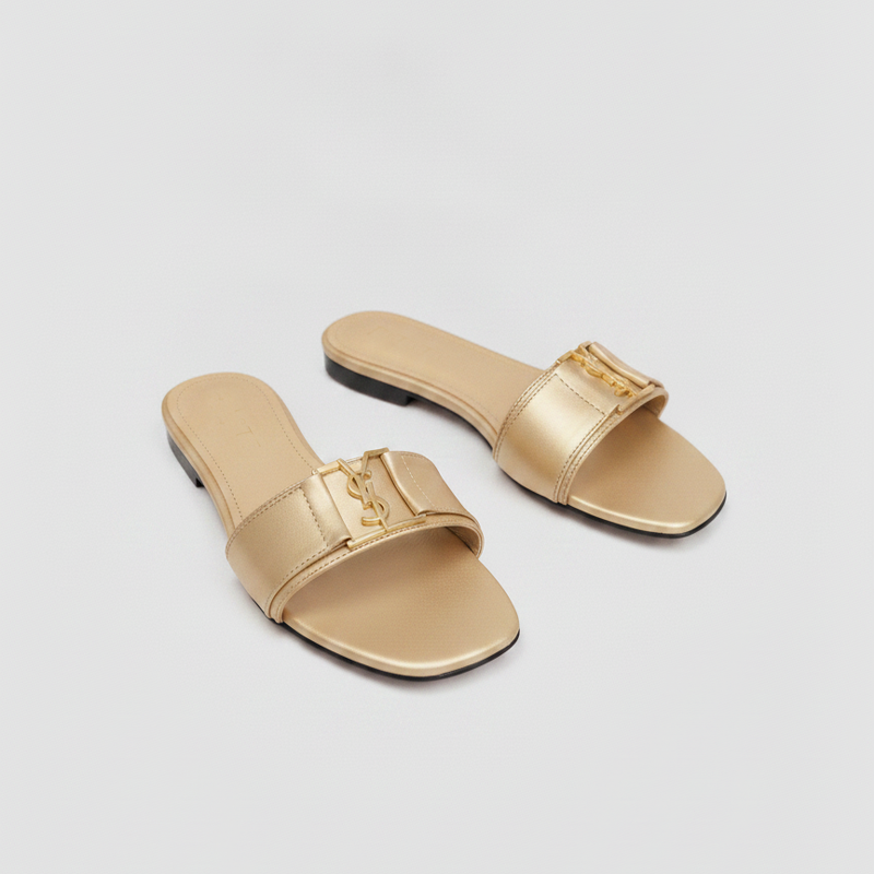 Plus Size Women Fashion Flat Slide Slippers 'AVERLY' Pinstep 7 10549 Buy Online Women Fashion Flat Slide Slippers 'AVERLY' Pinstep flat Female shoes golden