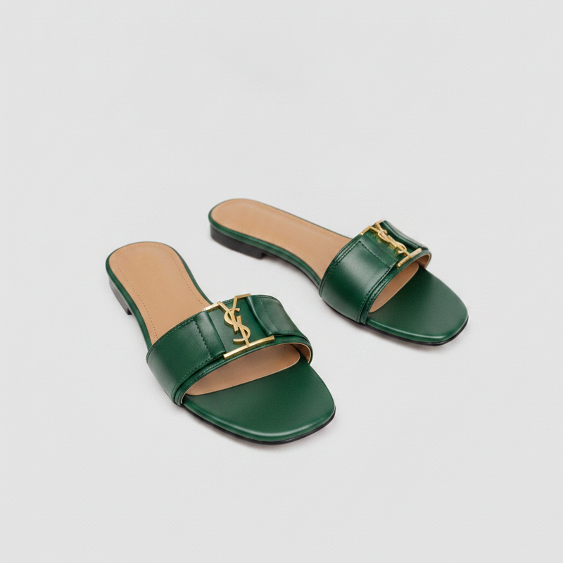 Plus Size Women Fashion Flat Slide Slippers 'AVERLY' Pinstep 6 10549 Buy Online Women Fashion Flat Slide Slippers 'AVERLY' Pinstep flat Female shoes green