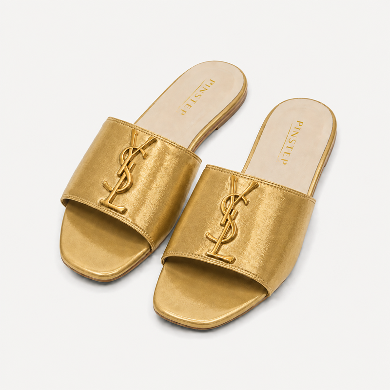 Women Fashion Flat Slide Slippers | BELLEZA | Pinstep 5 10550 Buy Online Women Fashion Flat Slide Slippers 'BELLEZA' Pinstep flat Female shoes golden