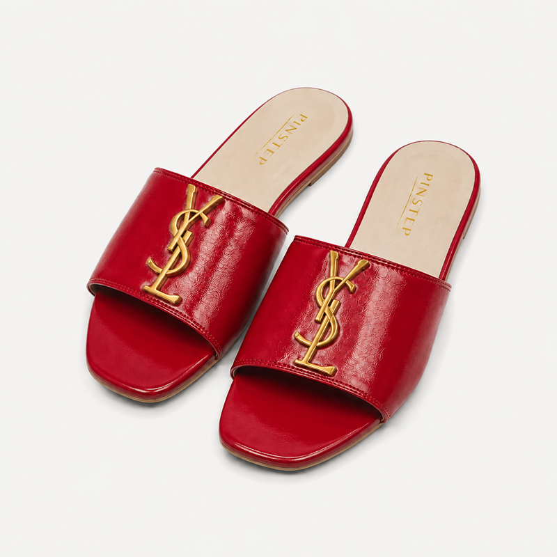 Women Fashion Flat Slide Slippers | BELLEZA | Pinstep 3 10550 Buy Online Women Fashion Flat Slide Slippers 'BELLEZA' Pinstep flat Female shoes red