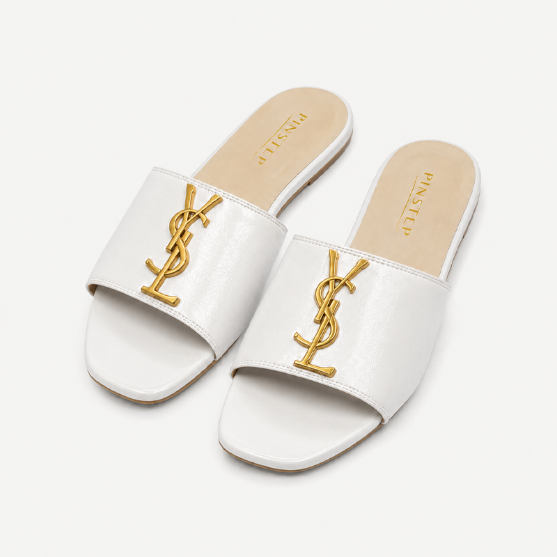 Women Fashion Flat Slide Slippers | BELLEZA | Pinstep 2 10550 Buy Online Women Fashion Flat Slide Slippers 'BELLEZA' Pinstep flat Female shoes white