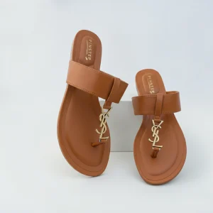 10551 Buy Online Women Fashion Flat Slide Slippers 'LARA' Pinstep flat Female shoes mustard