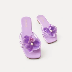 10552 Buy Online Women Flat Slide Flower Slippers 'FLORA' Pintstep flower decorated flat Female shoes