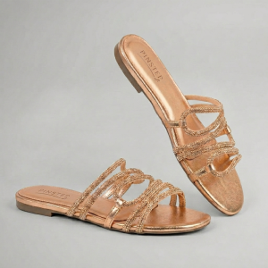 10553 Buy Online Women Flat Rhinestone Slide Slippers 'ZARAS' Pintstep Flat Female shoes peach