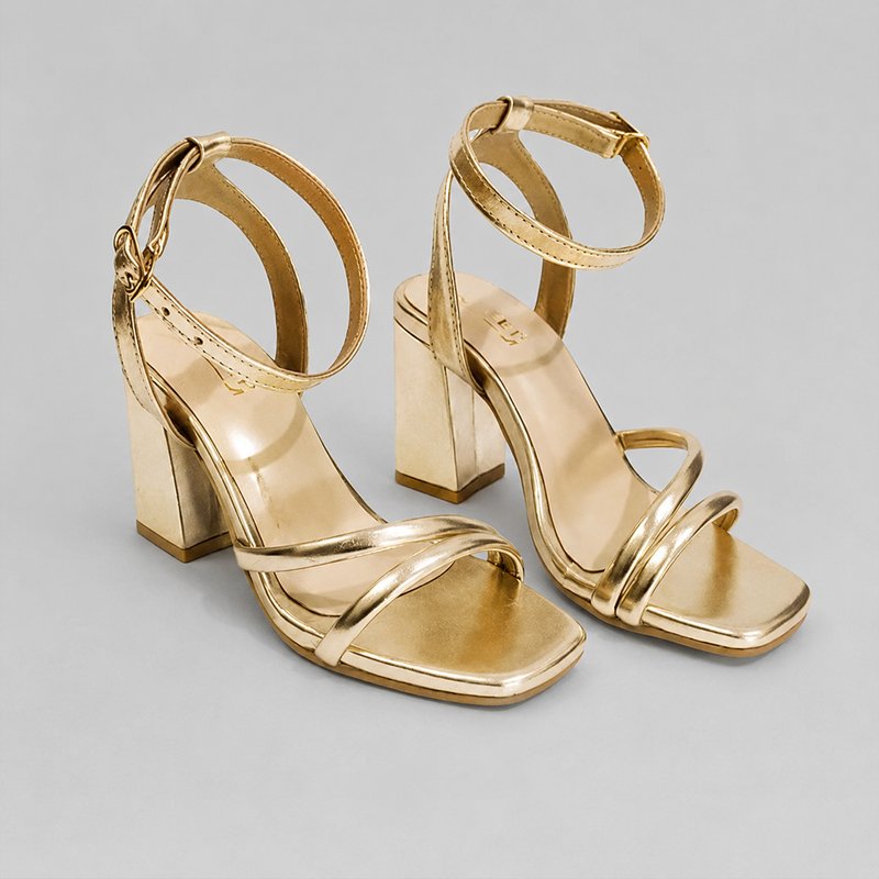 Girls Heeled Sandal | ODOR | Pinstep 7 10554 Buy Online Girl's Heeled Sandal 'ODOR' Pintstep High Block Heeled Female shoes gold