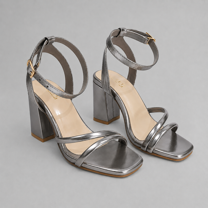 Girls Heeled Sandal | ODOR | Pinstep 5 10554 Buy Online Girl's Heeled Sandal 'ODOR' Pintstep High Block Heeled Female shoes grey