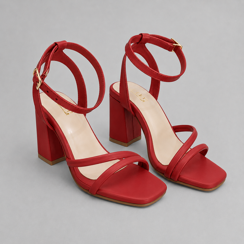 Girls Heeled Sandal | ODOR | Pinstep 3 10554 Buy Online Girl's Heeled Sandal 'ODOR' Pintstep High Block Heeled Female shoes red