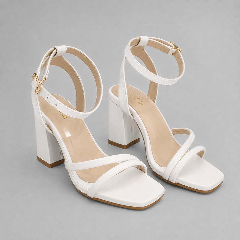 Girls Heeled Sandal | ODOR | Pinstep 2 10554 Buy Online Girl's Heeled Sandal 'ODOR' Pintstep High Block Heeled Female shoes white