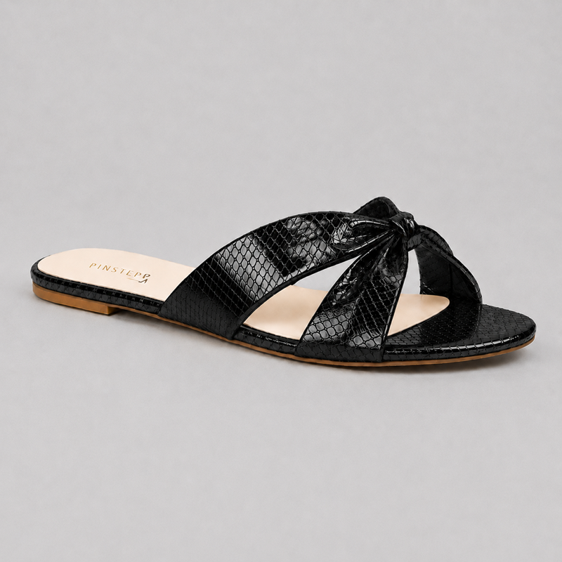 Women Flat Slide Slippers | STELLA | Pinstep 6 10555 Buy Online Women Flat Slide Slippers 'STELLA' Pinstep Flat Female shoes black