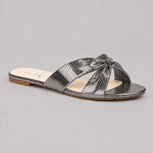 10555 Buy Online Women Flat Slide Slippers 'STELLA' Pinstep Flat Female shoes grey