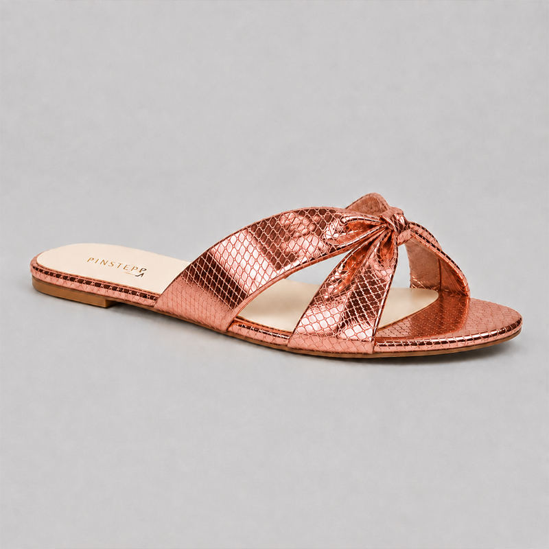 Women Flat Slide Slippers | STELLA | Pinstep 3 10555 Buy Online Women Flat Slide Slippers 'STELLA' Pinstep Flat Female shoes peach