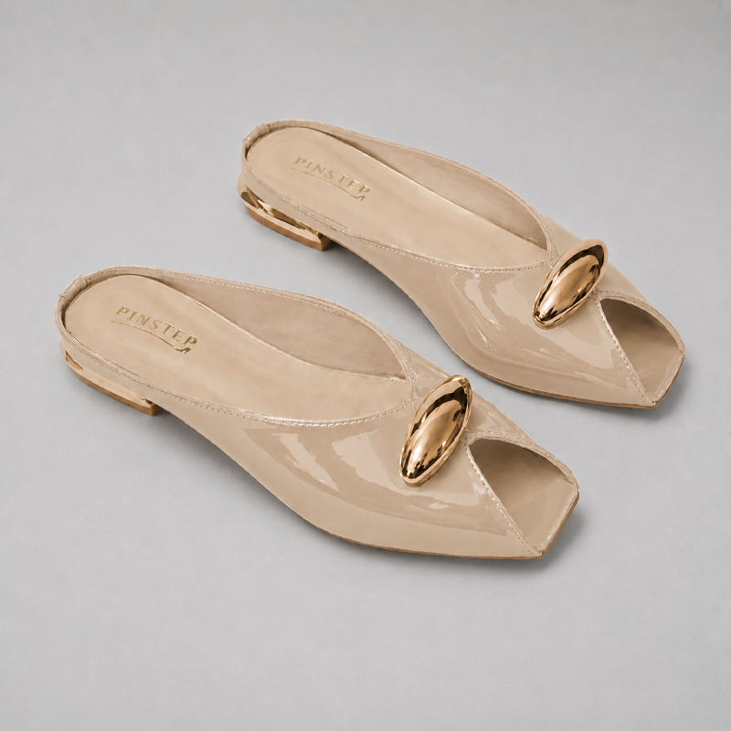 Plus Size Women Flat heel Slide Slippers 'GAZAL' Pinstep 10 10556 Buy Online Women Flat heel Slide Slippers 'GAZAL' Pinstep Fish Toe Female shoes Fawn