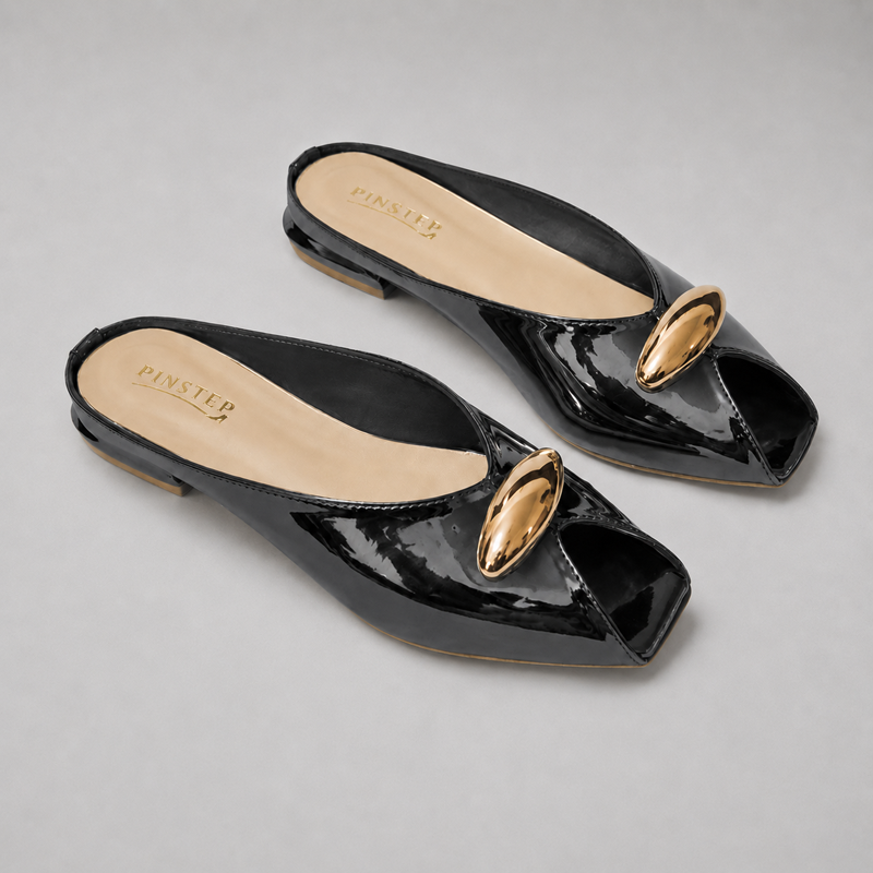 Plus Size Women Flat heel Slide Slippers 'GAZAL' Pinstep 2 10556 Buy Online Women Flat heel Slide Slippers 'GAZAL' Pinstep Fish Toe Female shoes black