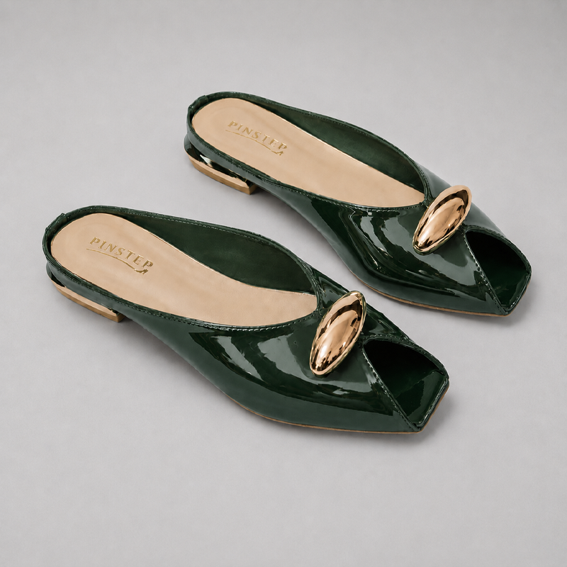 Plus Size Women Flat heel Slide Slippers 'GAZAL' Pinstep 9 10556 Buy Online Women Flat heel Slide Slippers 'GAZAL' Pinstep Fish Toe Female shoes green