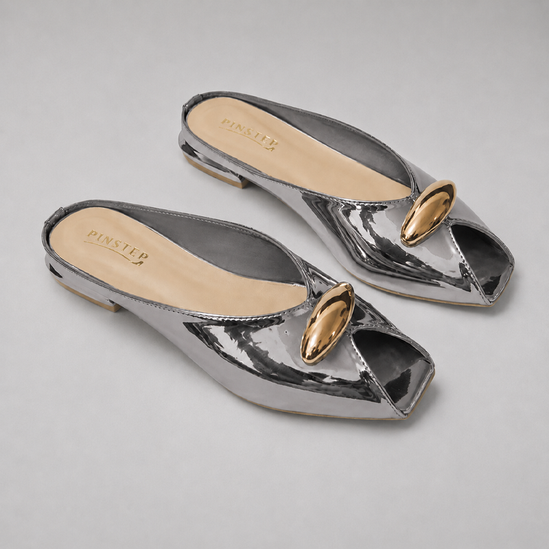 Plus Size Women Flat heel Slide Slippers 'GAZAL' Pinstep 5 10556 Buy Online Women Flat heel Slide Slippers 'GAZAL' Pinstep Fish Toe Female shoes grey