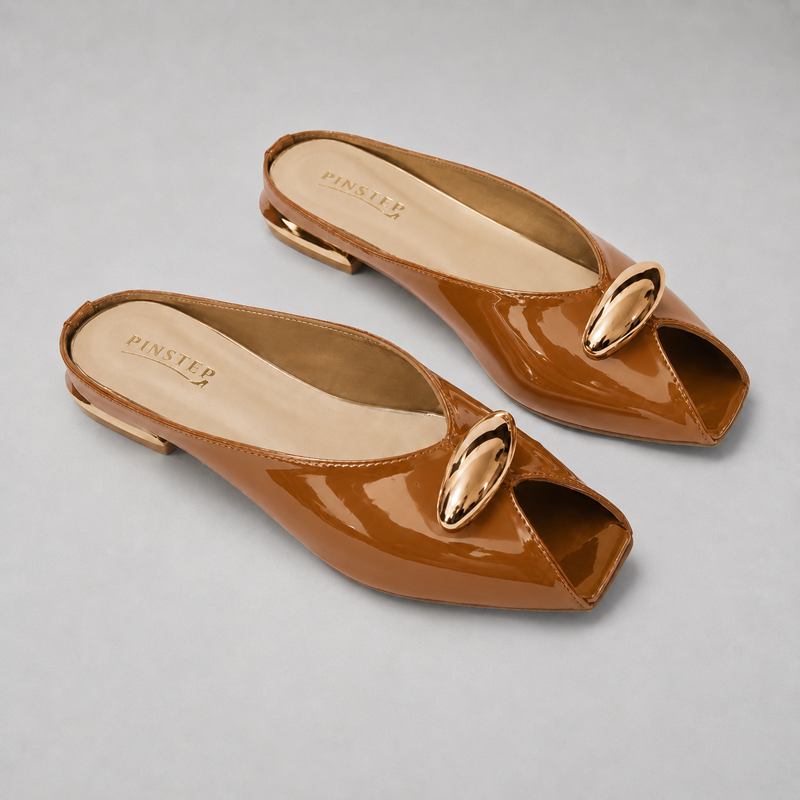 Plus Size Women Flat heel Slide Slippers 'GAZAL' Pinstep 1 10556 Buy Online Women Flat heel Slide Slippers 'GAZAL' Pinstep Fish Toe Female shoes mustard