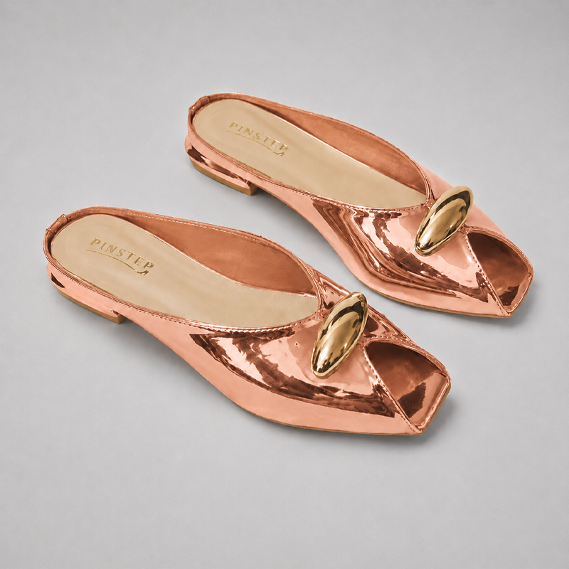 Plus Size Women Flat heel Slide Slippers 'GAZAL' Pinstep 8 10556 Buy Online Women Flat heel Slide Slippers 'GAZAL' Pinstep Fish Toe Female shoes peach