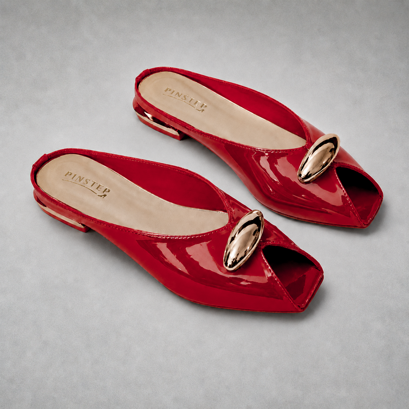 Plus Size Women Flat heel Slide Slippers 'GAZAL' Pinstep 7 10556 Buy Online Women Flat heel Slide Slippers 'GAZAL' Pinstep Fish Toe Female shoes red