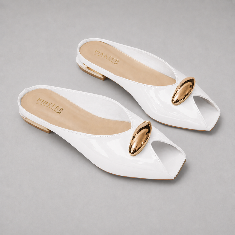 Plus Size Women Flat heel Slide Slippers 'GAZAL' Pinstep 3 10556 Buy Online Women Flat heel Slide Slippers 'GAZAL' Pinstep Fish Toe Female shoes white