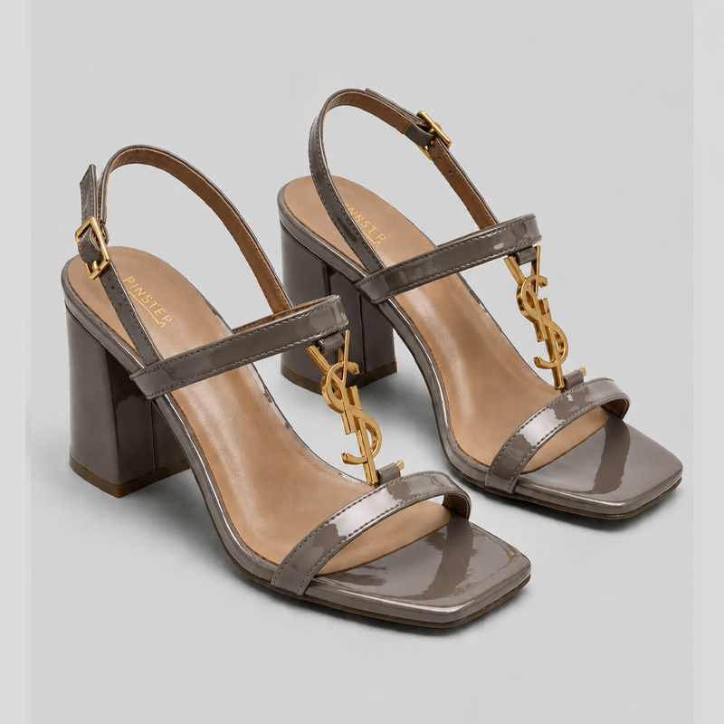 Women Heel Sandals | HOMER | Pintstep 4 10545 Buy Online Women Heel Sandals 'HOMER' Pintstep 3 inches Block Heel Female shoes Taupe Grey