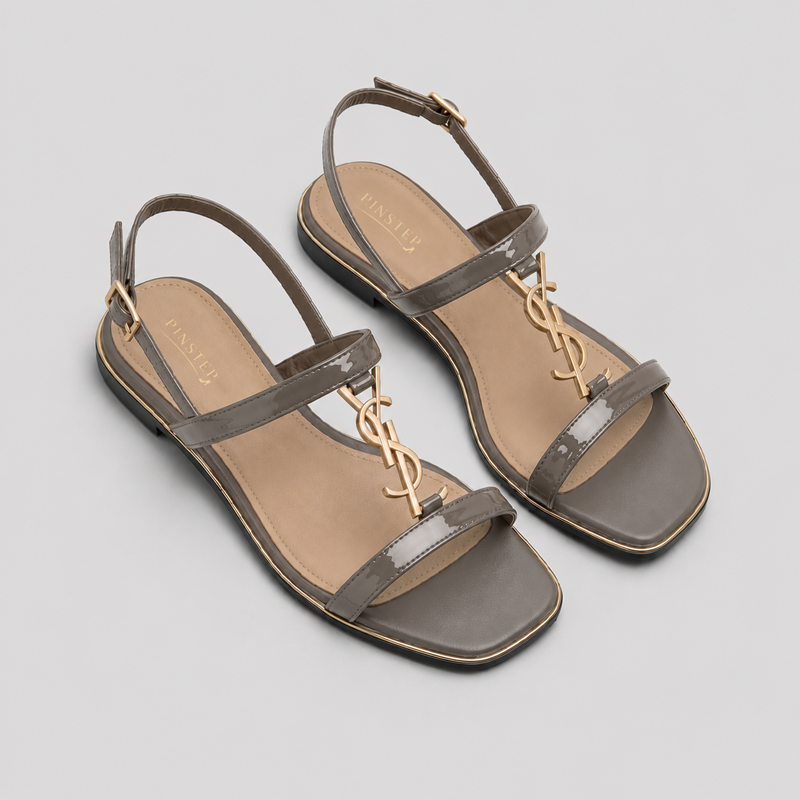 Plus Size Women Flat Sandal 'ILONA' Pinstep 3 10557 Buy Online Women Flat Sandal 'ILONA' Pinstep Flat Female shoes taupe grey