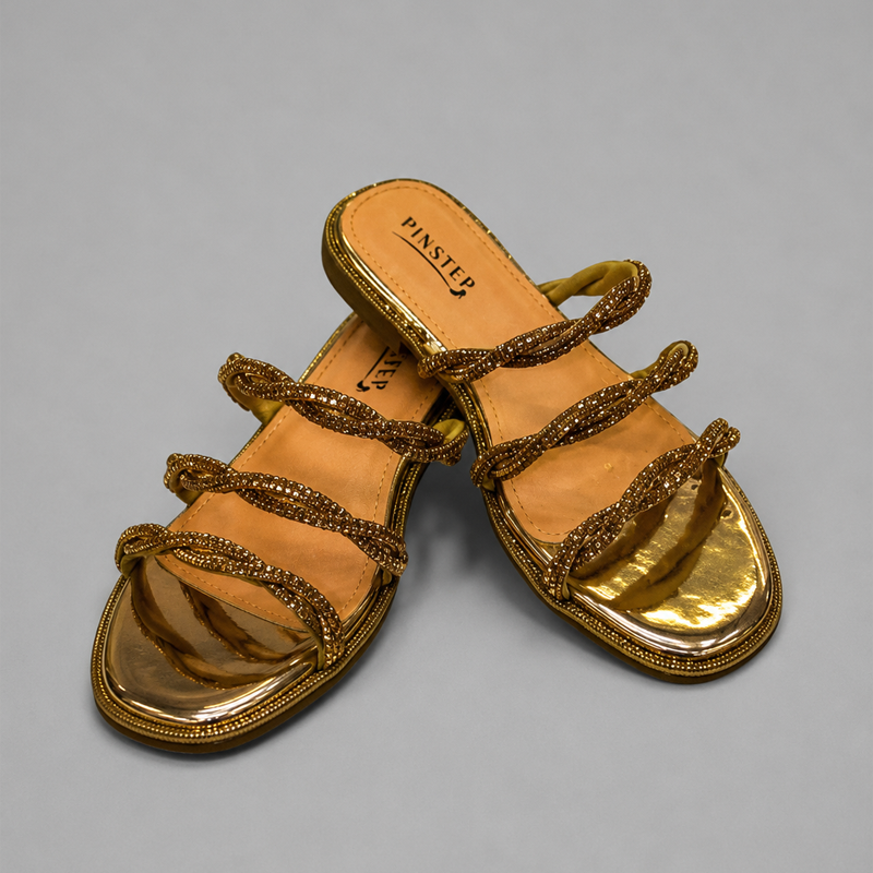 Plus Size Women Rhinestone Flat Sandal 'VAYA' Pinstep 2 10560 Buy Online Women Rhinestone Flat Sandal 'VAYA' Pinstep trendy female shoes golden