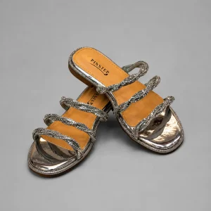 10560 Buy Online Women Rhinestone Flat Sandal 'VAYA' Pinstep trendy female shoes silver