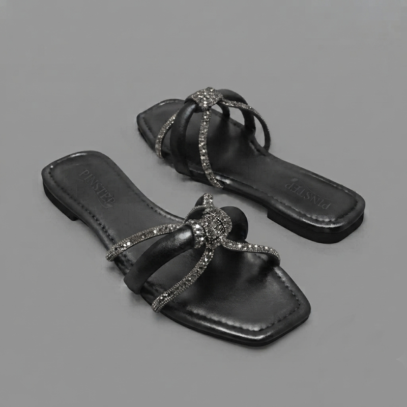 Extra Large Women flat Viral Sandal 'ZARIA' Pinstep 4 10564 Buy Online Women flat Viral Sandal 'ZARIA' Pinstep Luxury female shoes black
