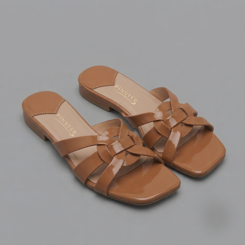 Women flat Viral Sandal | NOVA | Pinstep 5 10565 Buy Online Women flat Viral Sandal 'NOVA' Pinstep Luxury female shoes mustard