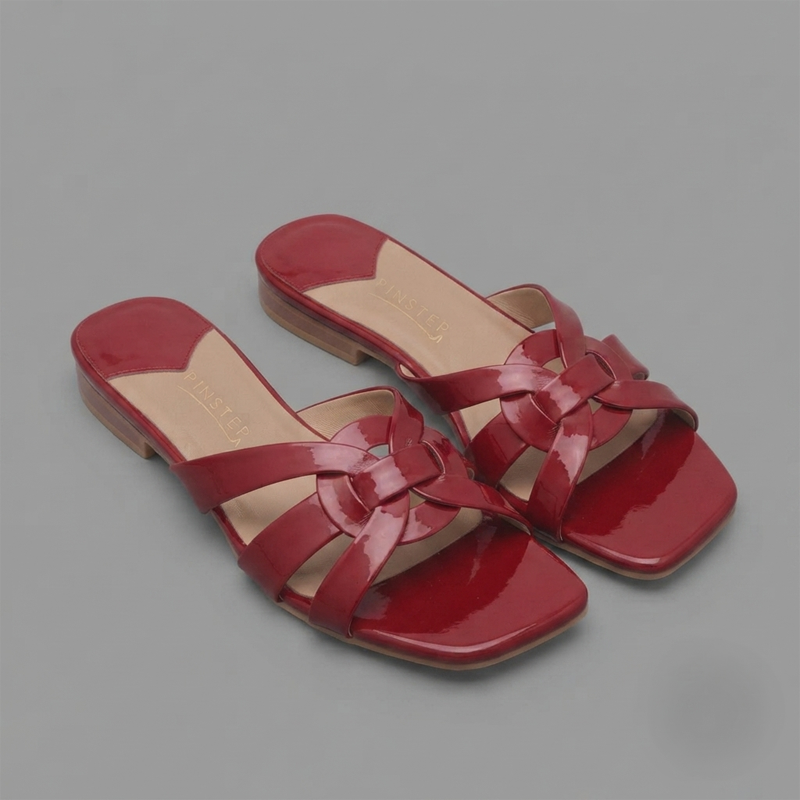 Women flat Viral Sandal | NOVA | Pinstep 4 10565 Buy Online Women flat Viral Sandal 'NOVA' Pinstep Luxury female shoes red
