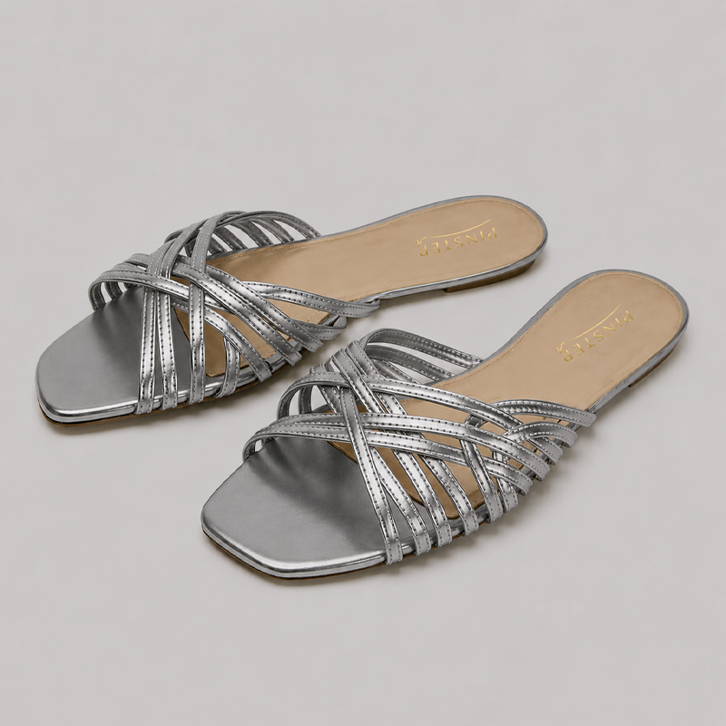 Plus Size Women Trendy Flat Sandal 'LUXE' Pinstep 4 10566 Buy Online Women Trendy Flat Sandal 'LUXE' Pinstep Luxury female shoes grey