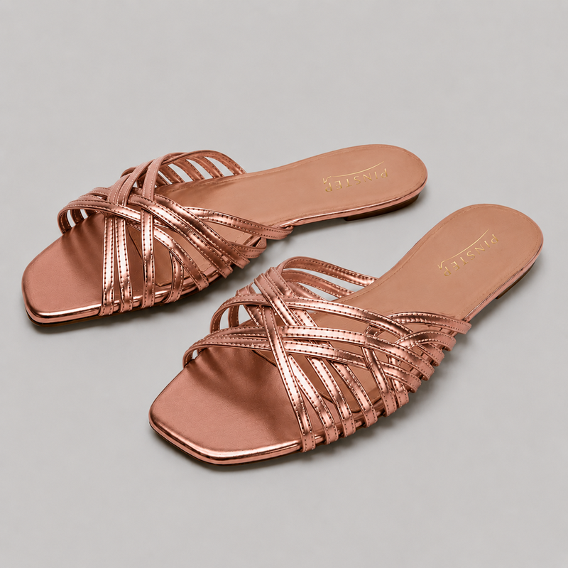 Plus Size Women Trendy Flat Sandal 'LUXE' Pinstep 3 10566 Buy Online Women Trendy Flat Sandal 'LUXE' Pinstep Luxury female shoes peach