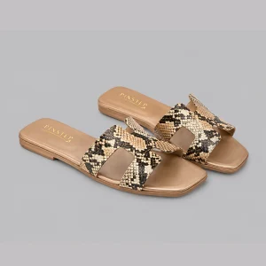10567 Buy Online Women Flat H Slide Slipper 'LYRA' Pinstep Trendy Luxury female shoes peach